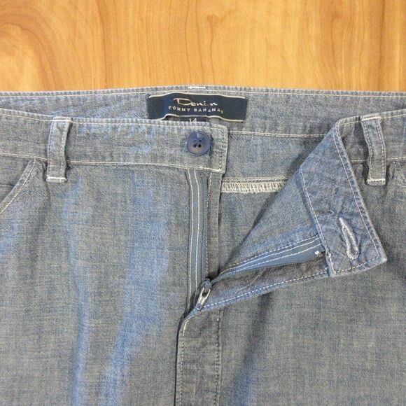 TOMMY BAHAMA DENIM Chambray Mini Skirt Womens Sz 14 Blue Jean Short Cotton Skirt - Picture 3 of 13